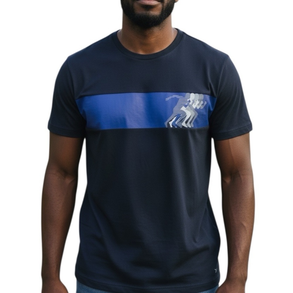 Old Navy Men's Navy Blue Runner Graphic Tee Dry-fit Size XL Short Sleeve